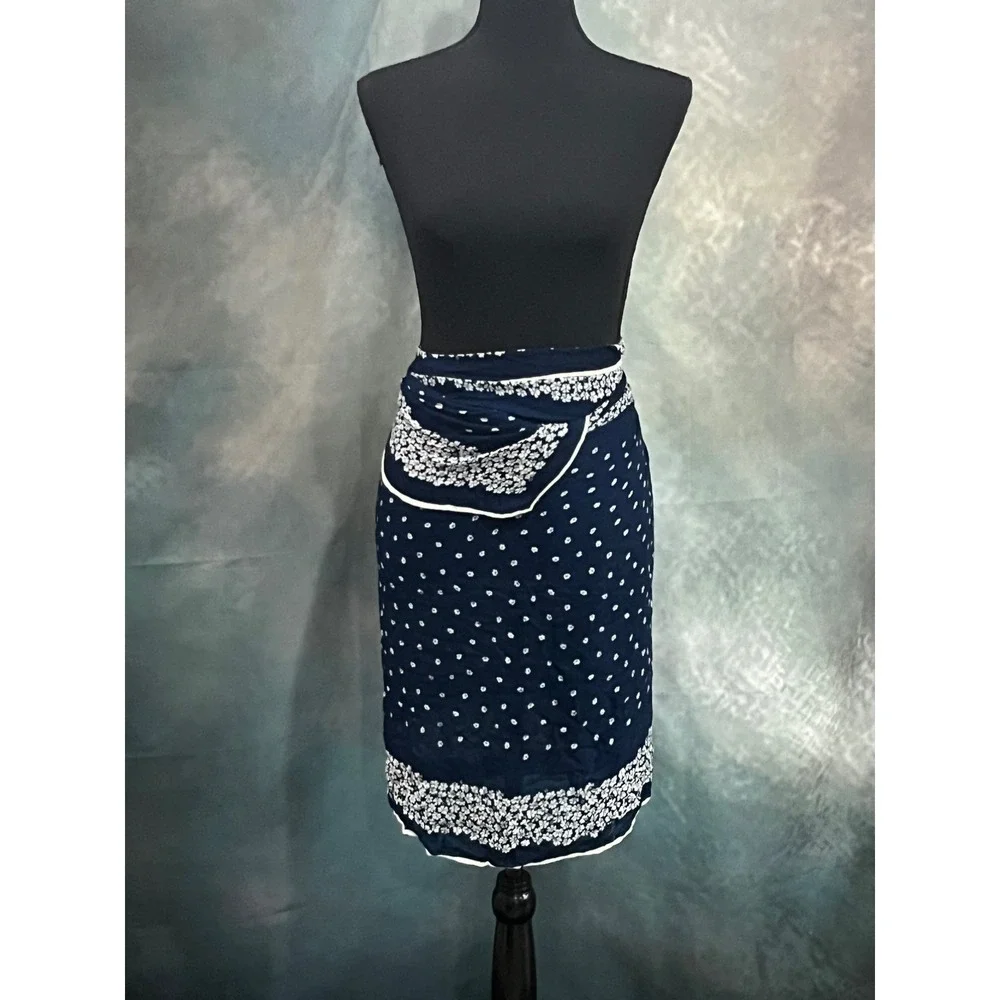 Abercrombie‎ & Fitch Navy Blue Floral Polka Dot Scarf Sarong Wrap